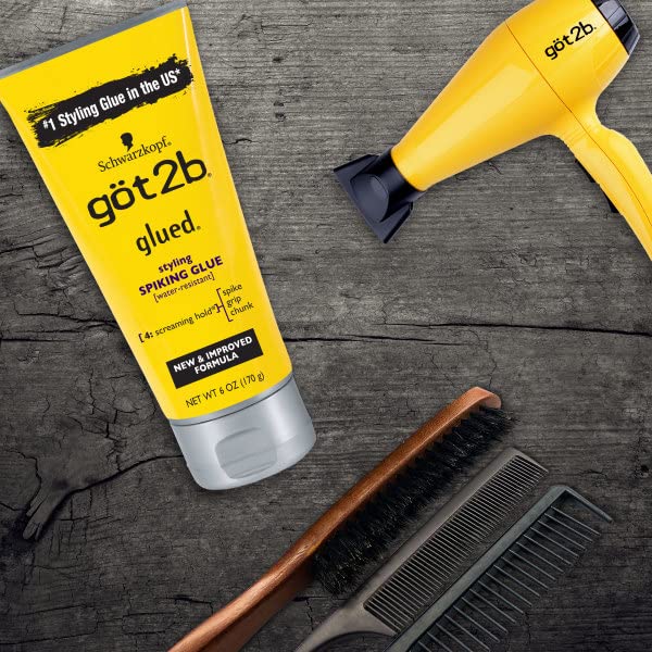 Got2B Glued Styling Spiking Hair Gel 2 - 6oz tubes + 1 Travel 1.25oz tube - 24hrsmart